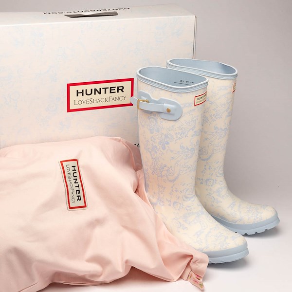 alternate view Hunter x LoveShackFancy Original Short Rain Boot - Little Kid / Big Kid - Toscana ToileALT1D