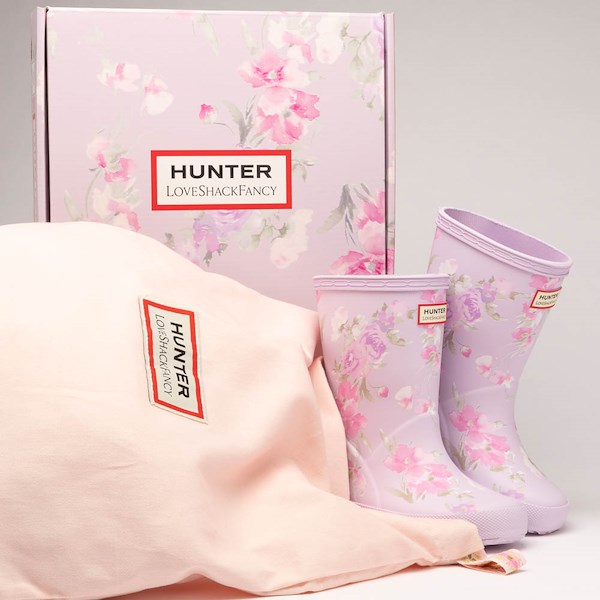 alternate view Hunter x LoveShackFancy First Classic Rain Boot - Toddler / Little Kid - Happy ThoughtsALT1D