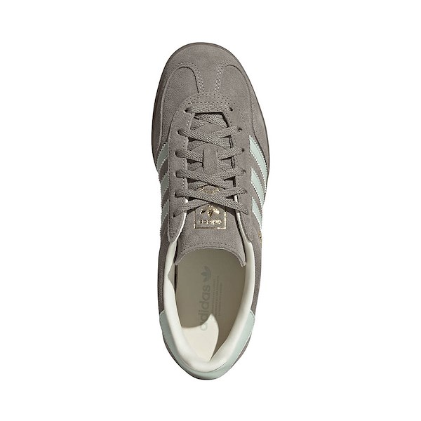 alternate view Womens adidas Gazelle Indoor Athletic Shoe - Silver Pebble / Linen Green / GumALT2