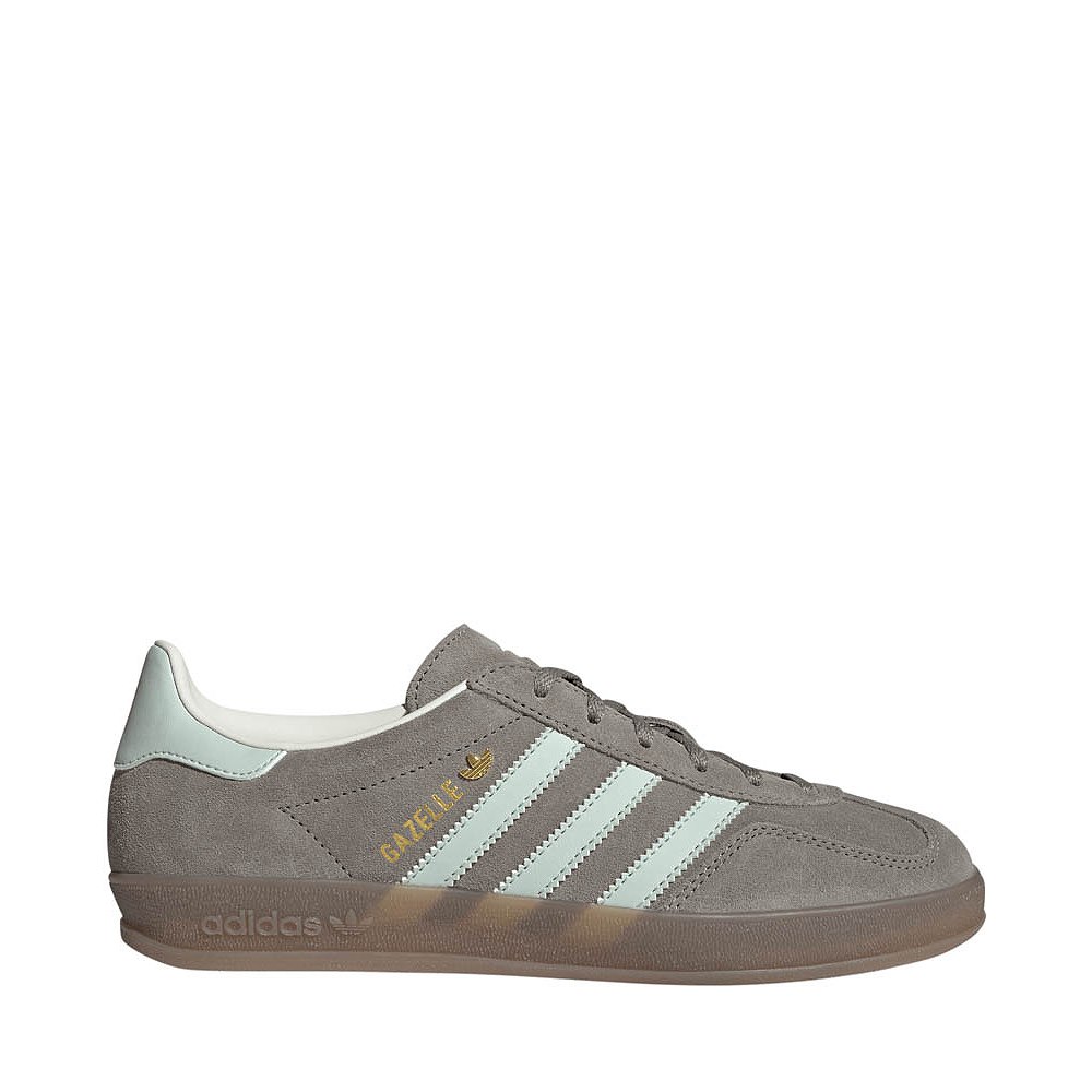 Womens adidas Gazelle Indoor Athletic Shoe - Silver Pebble / Linen Green / Gum