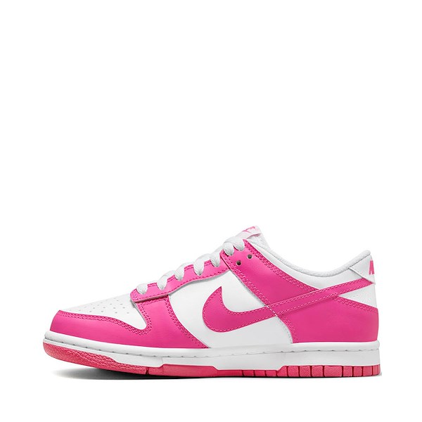 alternate view Nike Dunk Low Athletic Shoe - Big Kid - White / Pink / Laser FuchsiaALT1