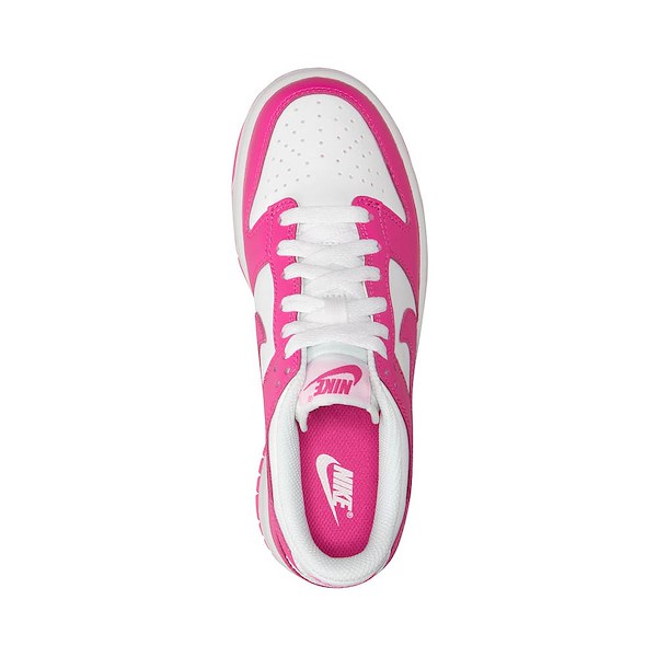 alternate view Nike Dunk Low Athletic Shoe - Big Kid - White / Pink / Laser FuchsiaALT2