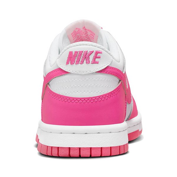 alternate view Nike Dunk Low Athletic Shoe - Big Kid - White / Pink / Laser FuchsiaALT4