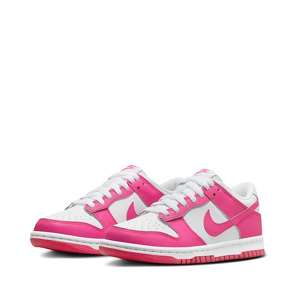 alternate view Nike Dunk Low Athletic Shoe - Big Kid - White / Pink / Laser FuchsiaALT5