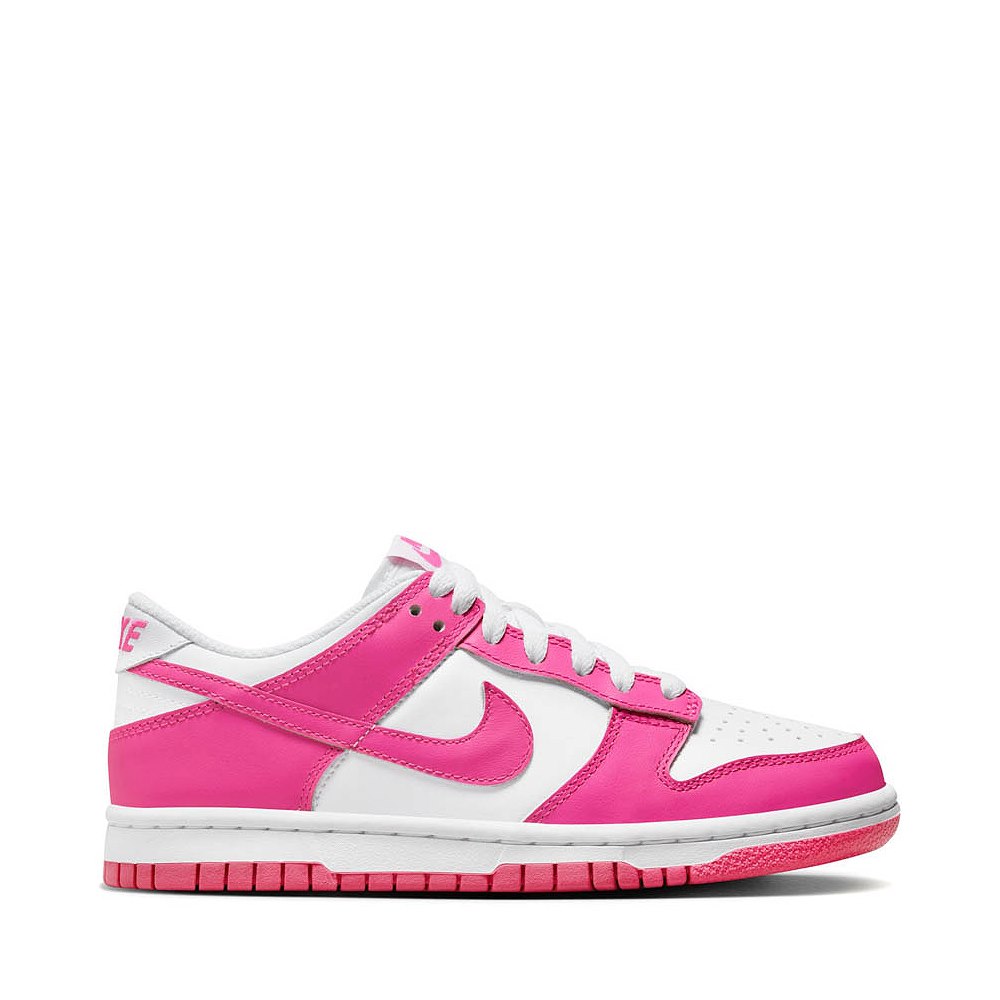 Nike Dunk Low Athletic Shoe - Big Kid - White / Pink / Laser Fuchsia