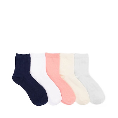 Main view of Womens Pointelle Quarter Socks 5 Pack - Multicolor