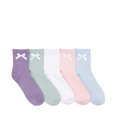 Main view of Womens Solid Bow Quarter Socks 5 Pack - Pastels