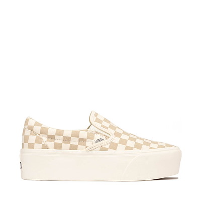 Main view of Vans Classic Slip-On Stackform Checkerboard Skate Shoe - Brindle Beige