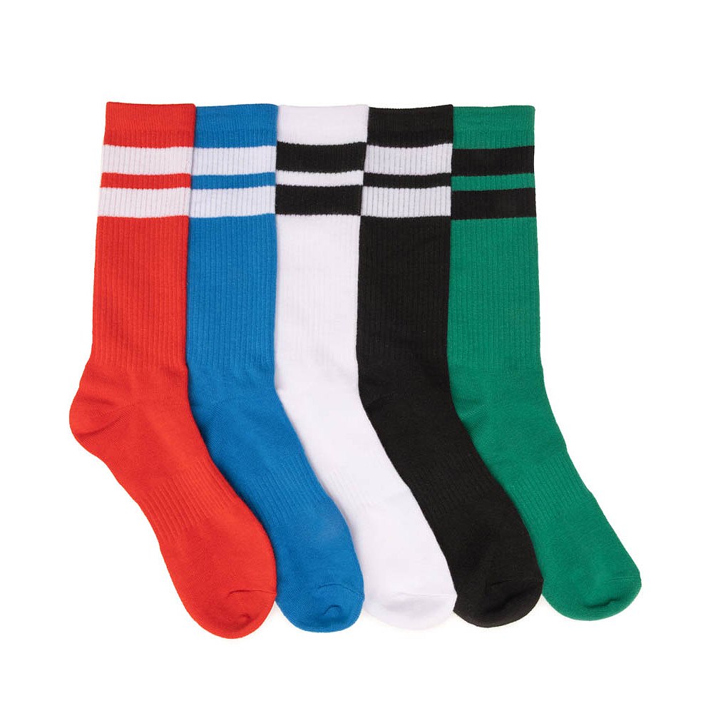 Mens Varsity Stripe Crew Socks 5-Pack - Assorted