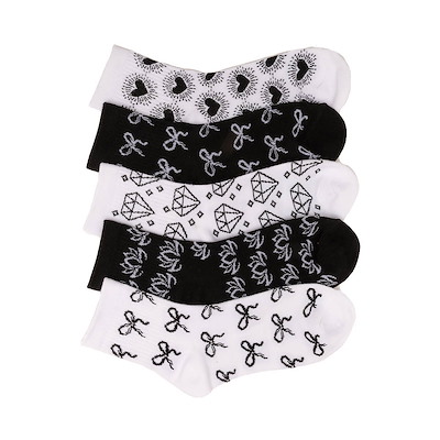 Main view of Womens Icon Ribbed Quarter Socks 5-Pack - Black / White