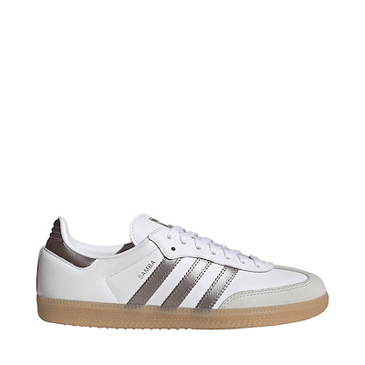 Main view of Womens adidas Samba OG Long Tongue Athletic Shoe - Cloud White / Coffee Metallic / Gum 4