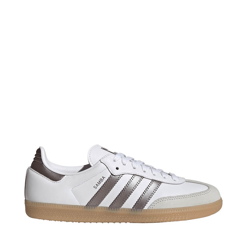 Womens adidas Samba OG Long Tongue Athletic Shoe - Cloud White / Coffee Metallic / Gum 4