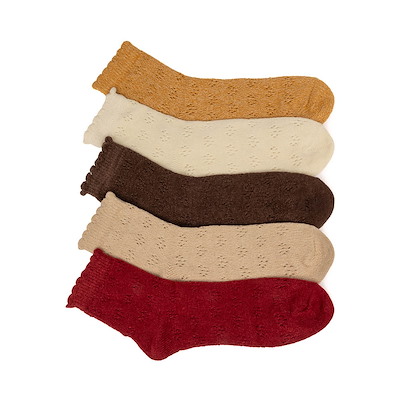 Main view of Womens Pointelle Crew Socks 5-Pack - Multicolor