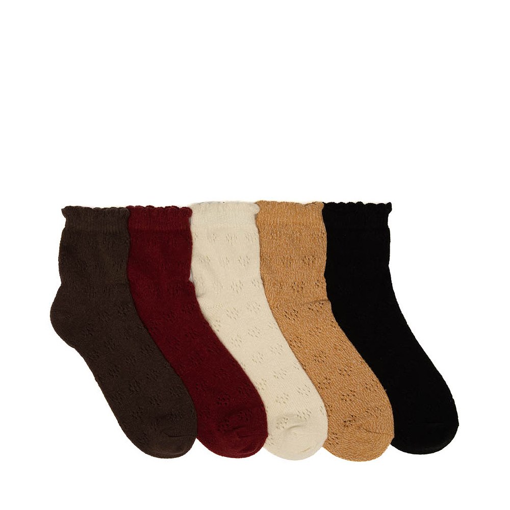 Womens Pointelle Crew Socks 5-Pack - Multicolor