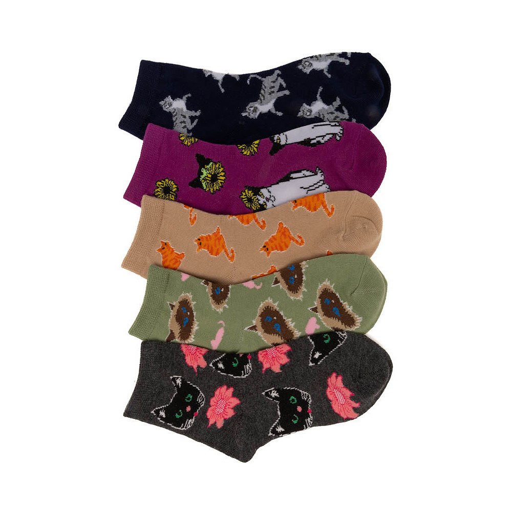 Pretty Kitty Glow Quarter Socks 5-Pack - Little Kid - Multicolor