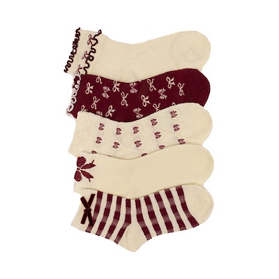 Main view of Textured Bow Quarter Socks 5-Pack - Little Kid - Multicolor