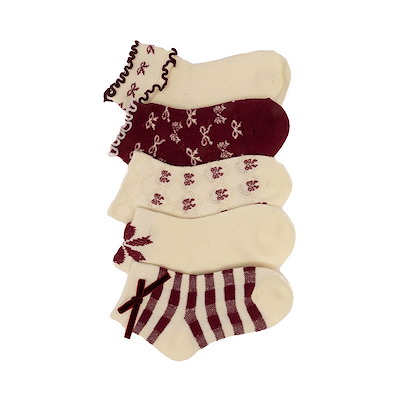 Main view of Textured Bow Quarter Socks 5-Pack - Toddler - Multicolor