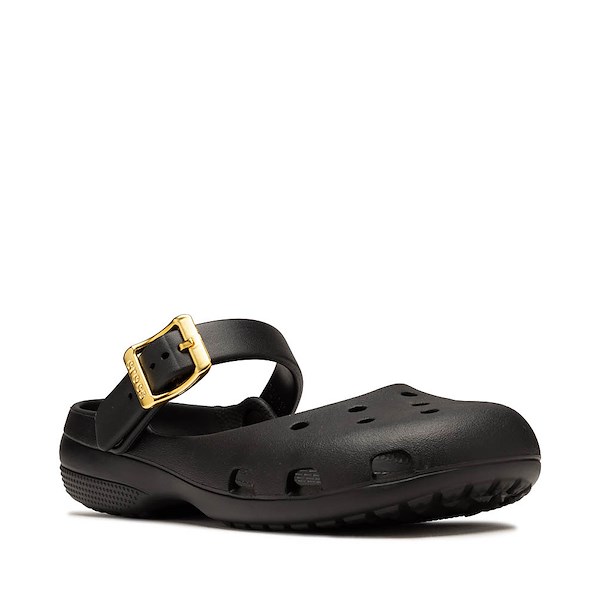 alternate view Womens Crocs Classic Metallic Buckle Ballet Flat - Black / GoldALT5