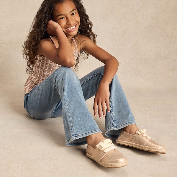 alternate view TOMS Carolina Lace-Up Espadrille - Little Kid / Big Kid - Seashell MetallicALT1B