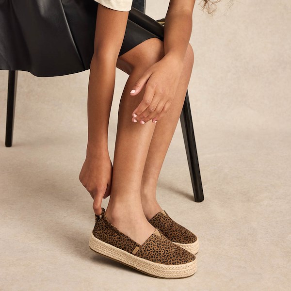 alternate view TOMS Valencia Platform Espadrille - Little Kid / Big Kid - Toffee Leopard PrintALT1C