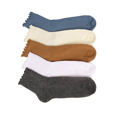 Main view of Womens Lettuce Edge Quarter Socks 5-Pack - Multicolor