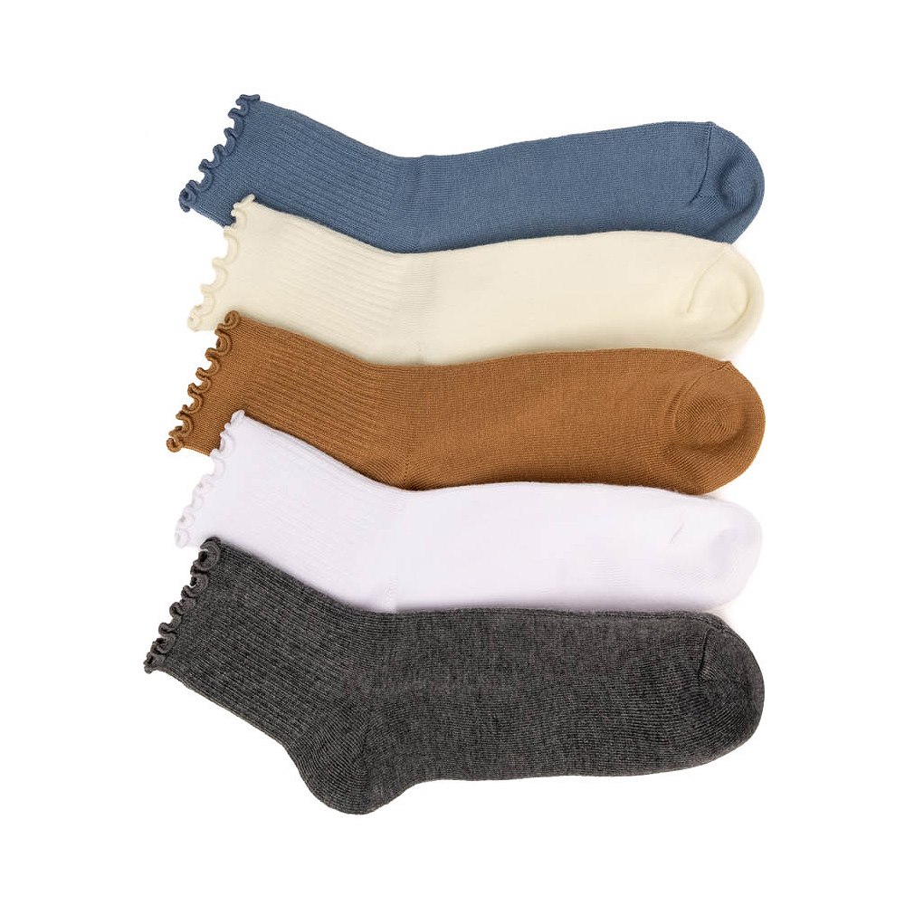 Womens Lettuce Edge Quarter Socks 5-Pack - Multicolor