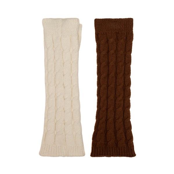 alternate view Womens Cable Knit Bow Leg Warmers 2-Pack - MulticolorALT1
