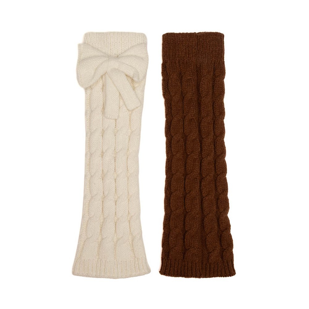 Womens Cable Knit Bow Leg Warmers 2-Pack - Multicolor