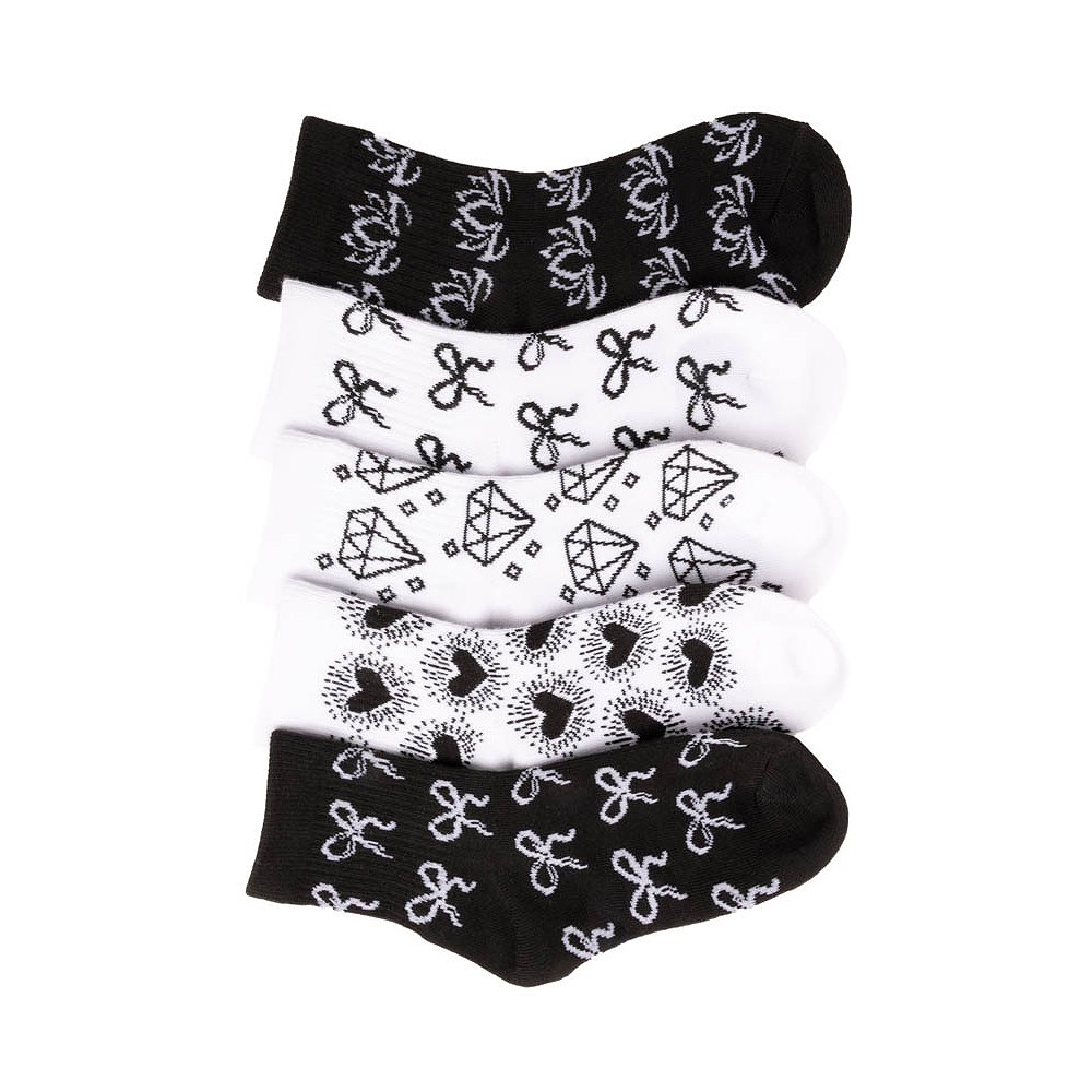 Icon Ribbed Quarter Socks 5-Pack - Little Kid - Black / White
