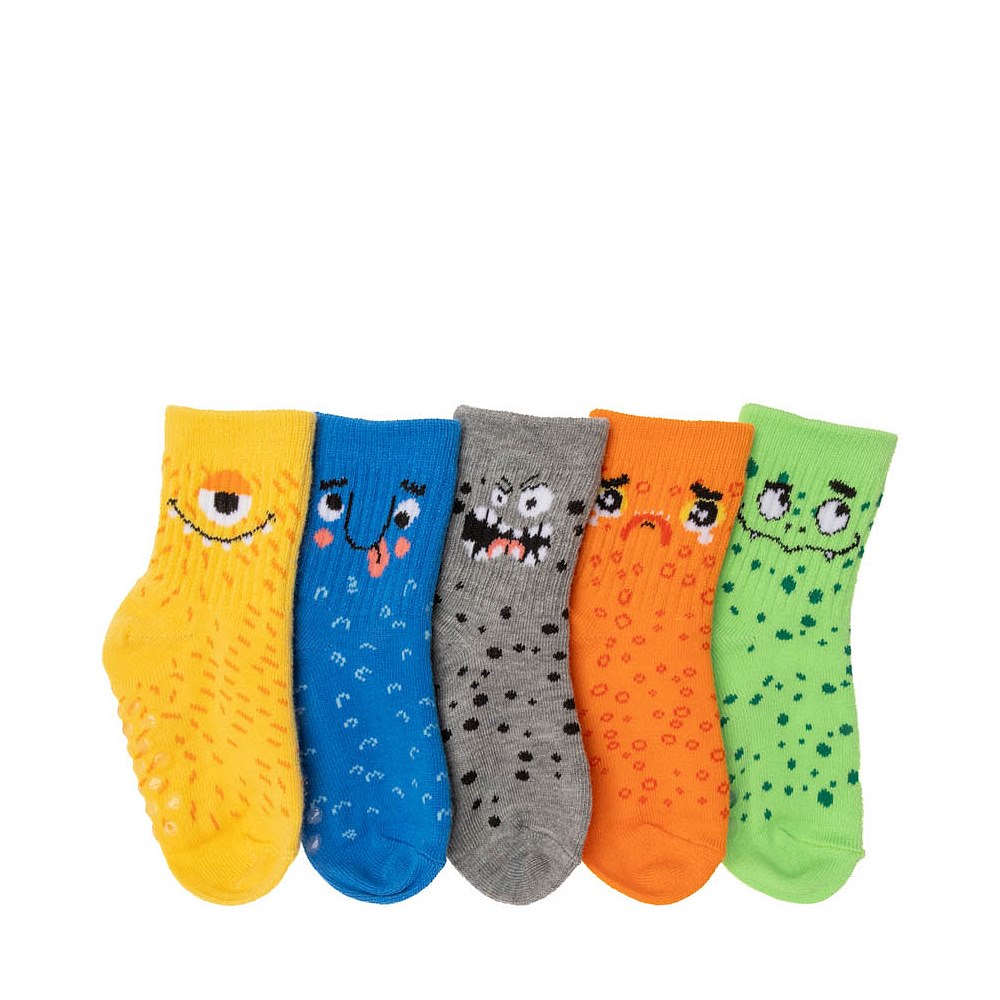 Monster Face Gripper Quarter Socks 5-Pack - Toddler - Multicolor