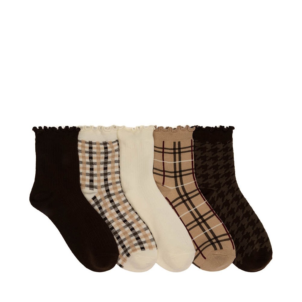 Womens Menswear Lettuce Edge Quarter Sock 5-Pack - Multicolor