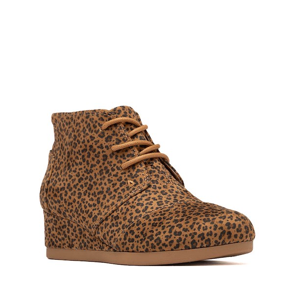 alternate view TOMS Desert Wedge Plus Boot - Little Kid / Big Kid - Toffee Micro LeopardALT5