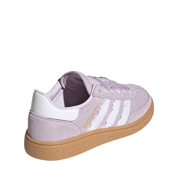 alternate view adidas Handball Spezial Ruffle Athletic Shoe - Little Kid - Ice Lavender / Cloud White / GumALT4