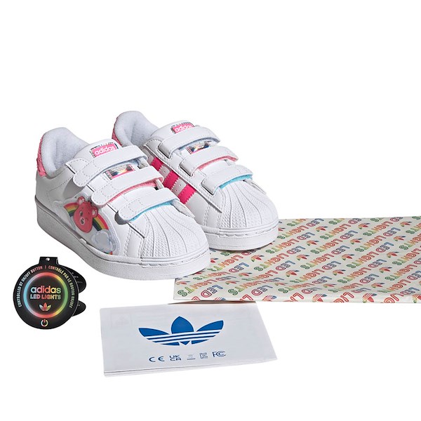 alternate view adidas x Care Bears Superstar II LED Comfort Closure Athletic Shoe - Little Kid - Cloud White / Lucid Pink / Bliss PinkALT1D