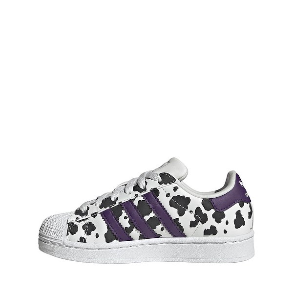 alternate view adidas Superstar II Cow Print Athletic Shoe - Little Kid - Crystal White / Violet / Cloud WhiteALT1
