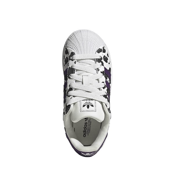 alternate view adidas Superstar II Cow Print Athletic Shoe - Little Kid - Crystal White / Violet / Cloud WhiteALT2