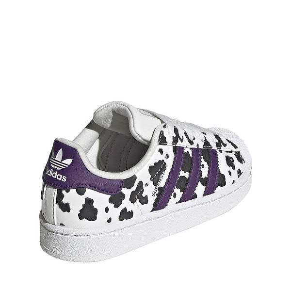 alternate view adidas Superstar II Cow Print Athletic Shoe - Little Kid - Crystal White / Violet / Cloud WhiteALT4