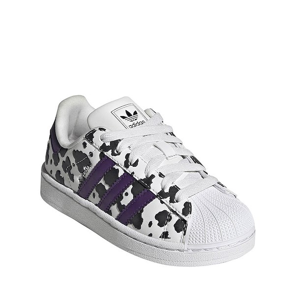 alternate view adidas Superstar II Cow Print Athletic Shoe - Little Kid - Crystal White / Violet / Cloud WhiteALT5