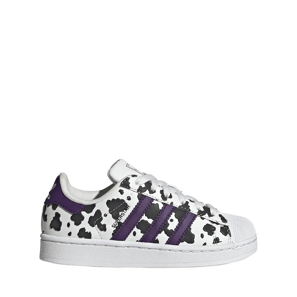 adidas Superstar II Cow Print Athletic Shoe - Little Kid - Crystal White / Violet / Cloud White