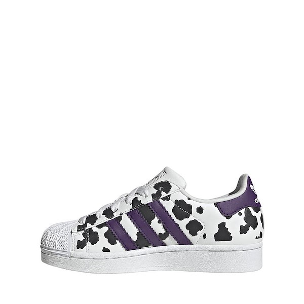 alternate view adidas Superstar II Cow Print Athletic Shoe - Big Kid - Crystal White / Violet / Cloud WhiteALT1