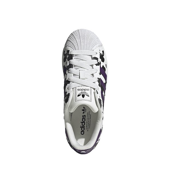 alternate view adidas Superstar II Cow Print Athletic Shoe - Big Kid - Crystal White / Violet / Cloud WhiteALT2