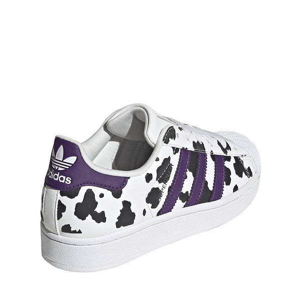 alternate view adidas Superstar II Cow Print Athletic Shoe - Big Kid - Crystal White / Violet / Cloud WhiteALT4