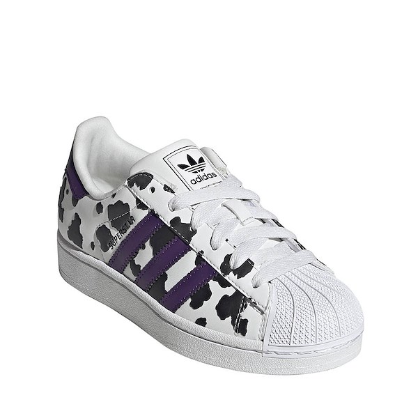alternate view adidas Superstar II Cow Print Athletic Shoe - Big Kid - Crystal White / Violet / Cloud WhiteALT5