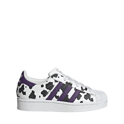 Main view of adidas Superstar II Cow Print Athletic Shoe - Big Kid - Crystal White / Violet / Cloud White