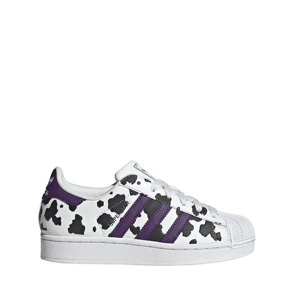 adidas Superstar II Cow Print Athletic Shoe - Big Kid - Crystal White / Violet / Cloud White