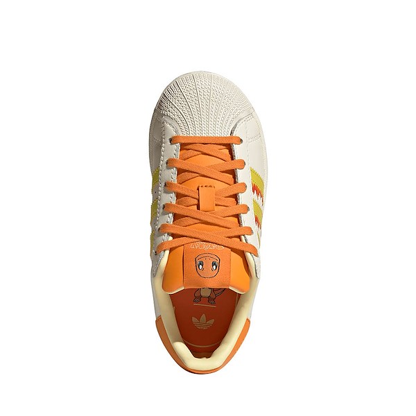 alternate view adidas x Pokémon Superstar II Athletic Shoe - Little Kid - Cream White / Shock Yellow / Bright OrangeALT2