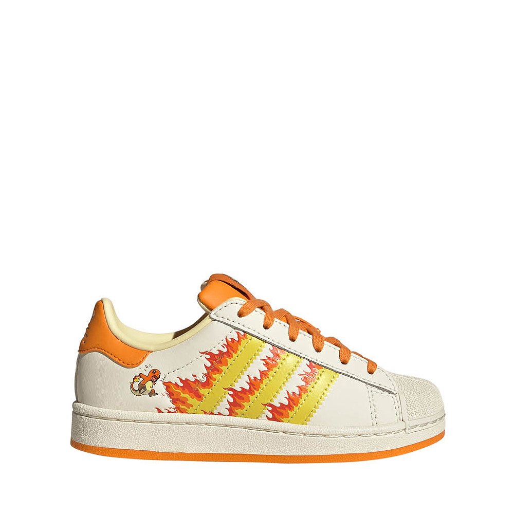 adidas x Pokémon Superstar II Athletic Shoe - Little Kid - Cream White / Shock Yellow / Bright Orange