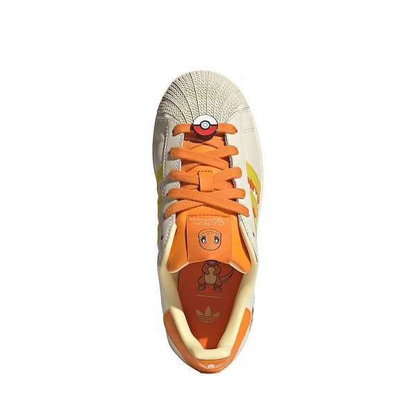 alternate view adidas x Pokémon Superstar II Athletic Shoe - Big Kid - Cream White / Shock Yellow / Bright OrangeALT2