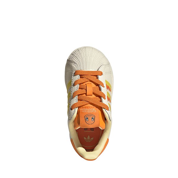 alternate view adidas x Pokémon Superstar II Elastic Lace Athletic Shoe - Baby / Toddler - Cream White / Shock Yellow / Bright OrangeALT2
