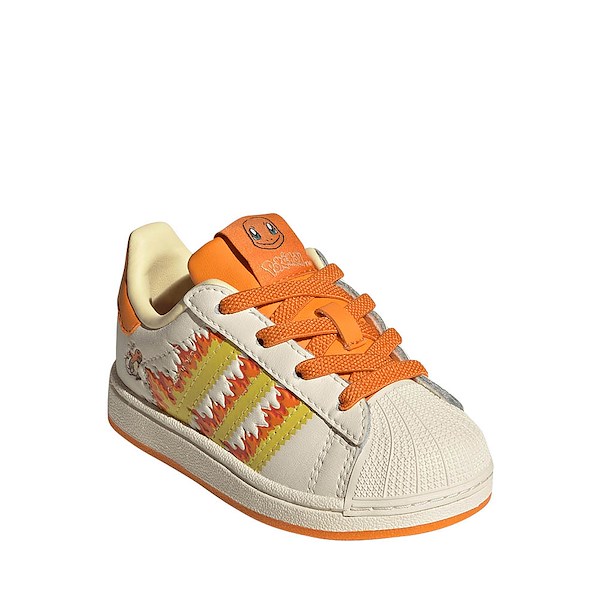 alternate view adidas x Pokémon Superstar II Elastic Lace Athletic Shoe - Baby / Toddler - Cream White / Shock Yellow / Bright OrangeALT5